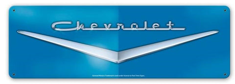 Blue Chevrolet Emblem Sign