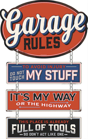 Garage Rules Metal Sign