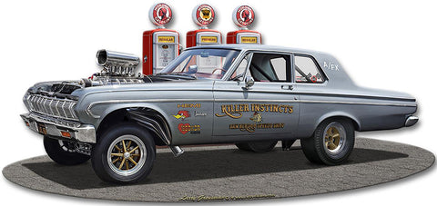1964 Plymouth Gasser Cutout Metal Sign