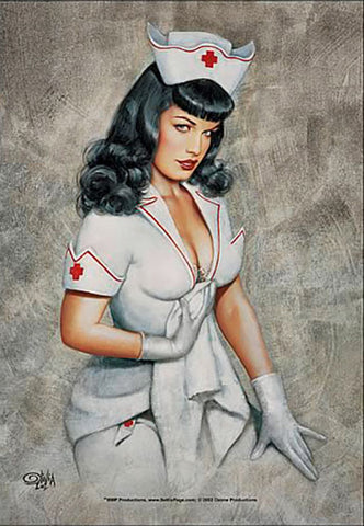 Bettie Page Nurse Fabric Poster