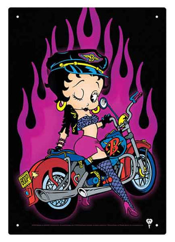 Betty Boop Biker Tin Sign