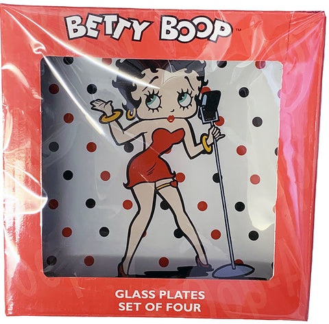 Betty Boop Set Of Four Glass Plates