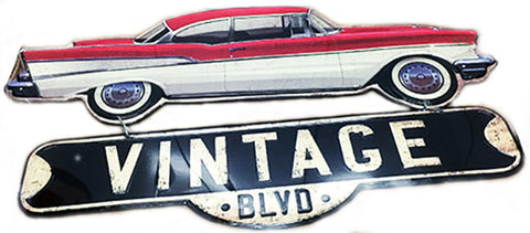 Chevy Die Cut Vintage Hanging Metal Sign