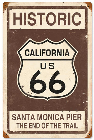 Historic Route 66 Santa Monica Pier Metal Sign