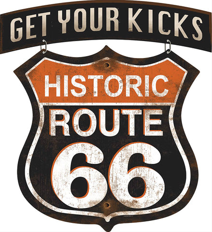 Historic Route 66 Hanging Metal Sign