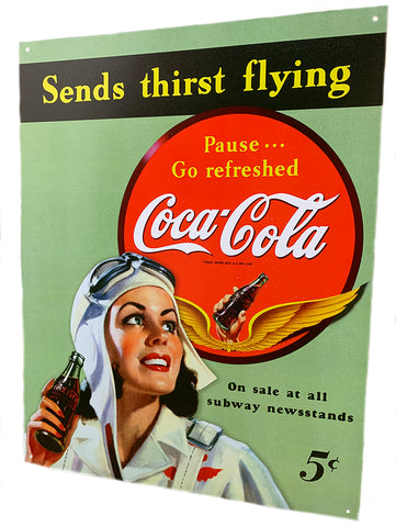 Coca Cola...Send Thirst Flying Metal Sign